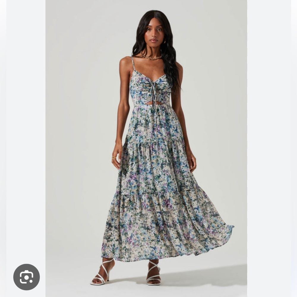 ASTR the Label - Brandy Floral Cinched Cutout Maxi Size XS